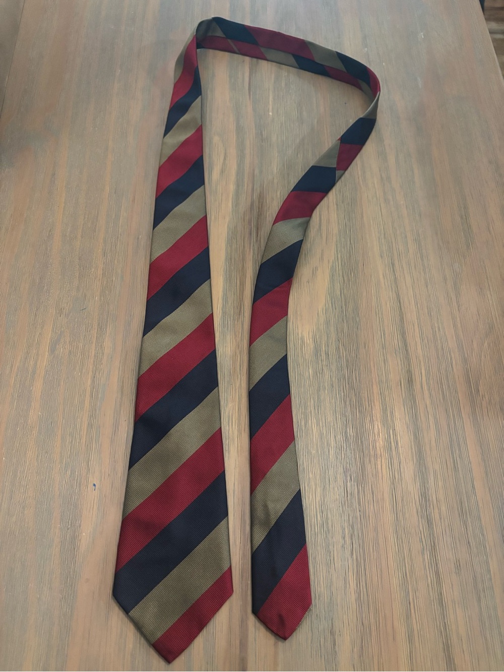 Vintage Atkinsons All Silk Striped Tie Made in Ireland Burgundy Navy Olive